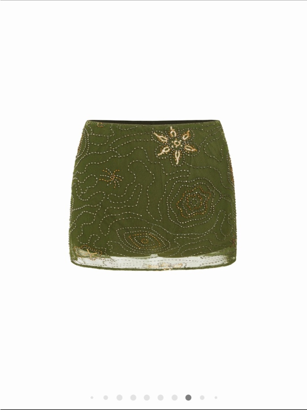 TEXTURED MESH MID RISE FLORAL BEADING SEQUIN EMBROIDERY MINI SKORT